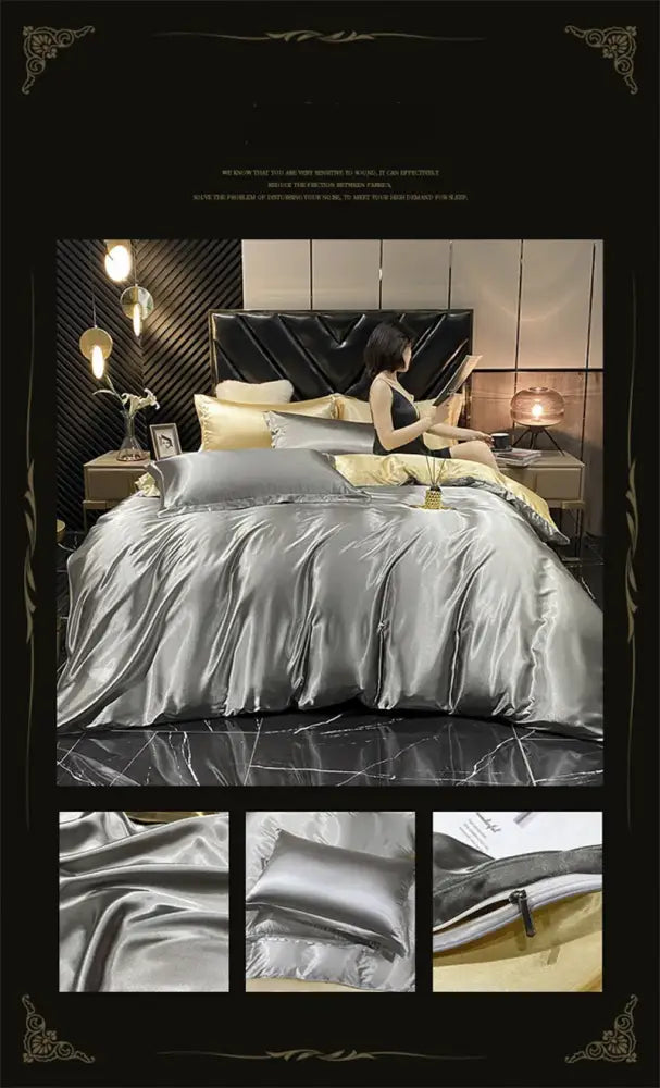 Luxurious dark green mulberry silk bedding set bedroom duvet cover