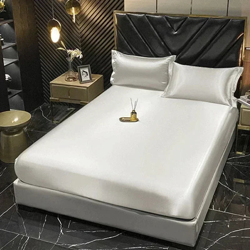 Luxury silver & gold satin duvet cover bedding set for bedroom