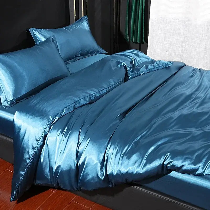 Luxurious fuchsia silk duvet cover bedroom bedding set