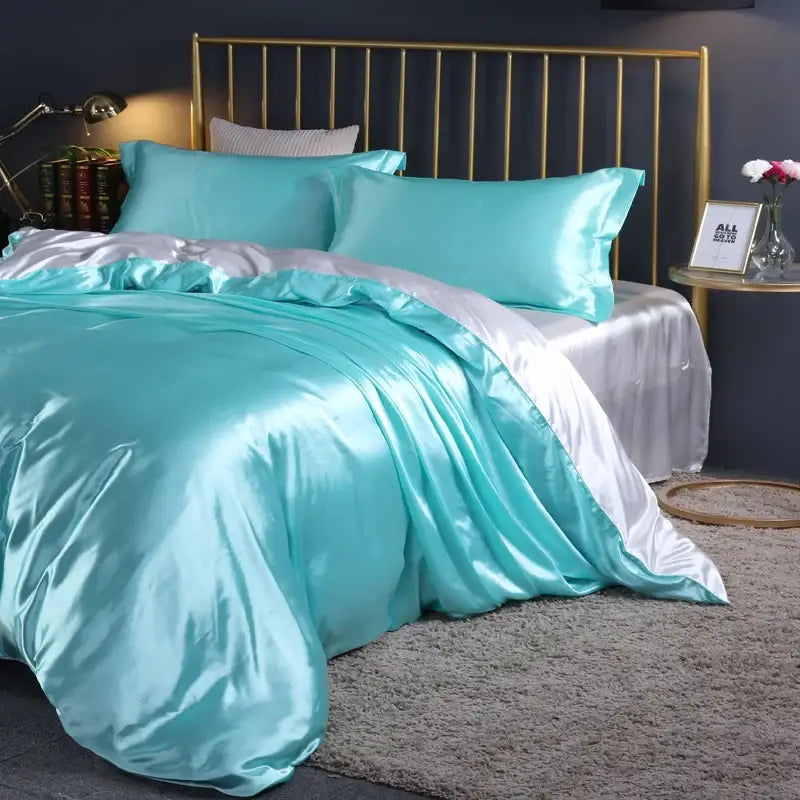 Luxurious fuchsia silk duvet cover bedroom bedding set