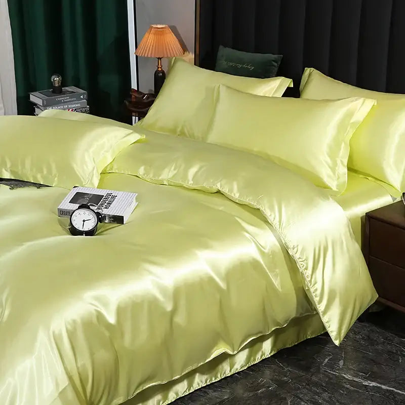 Luxurious fuchsia silk duvet cover bedroom bedding set