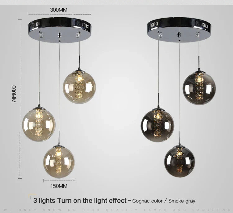 Modern loft dark & amber glass spiral chandelier dining room pendant