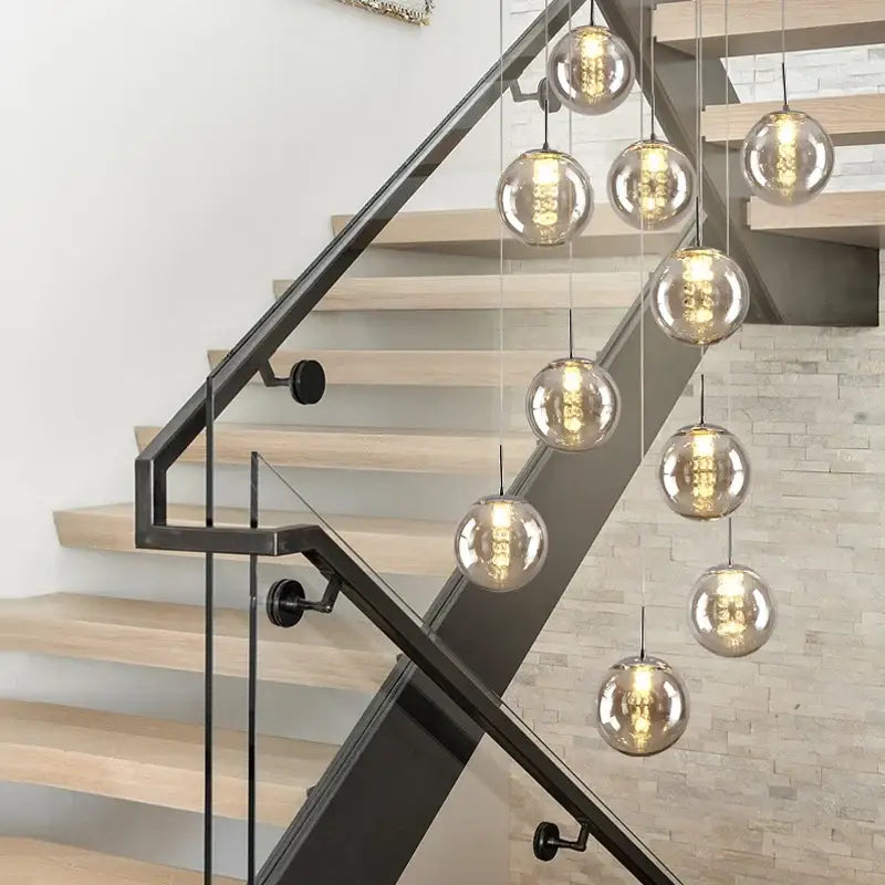 Modern loft dark & amber glass spiral chandelier dining room pendant