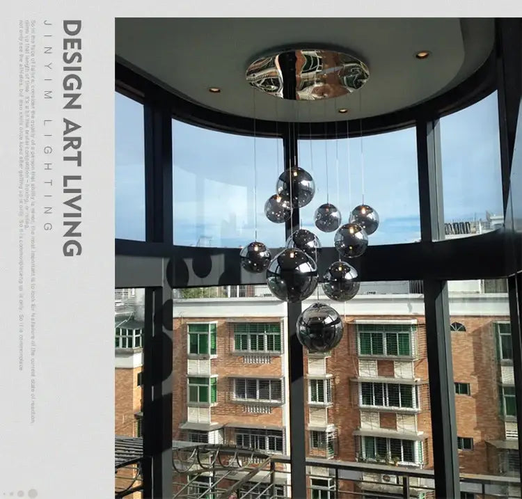 Modern loft dark & amber glass spiral chandelier dining room pendant