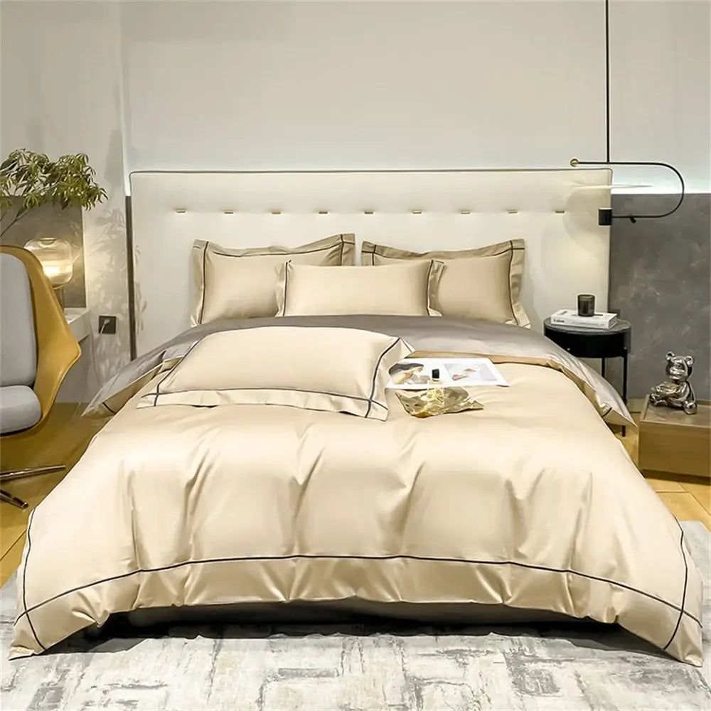 Luxurious navy & gold egyptian cotton duvet cover bedding set bedroom