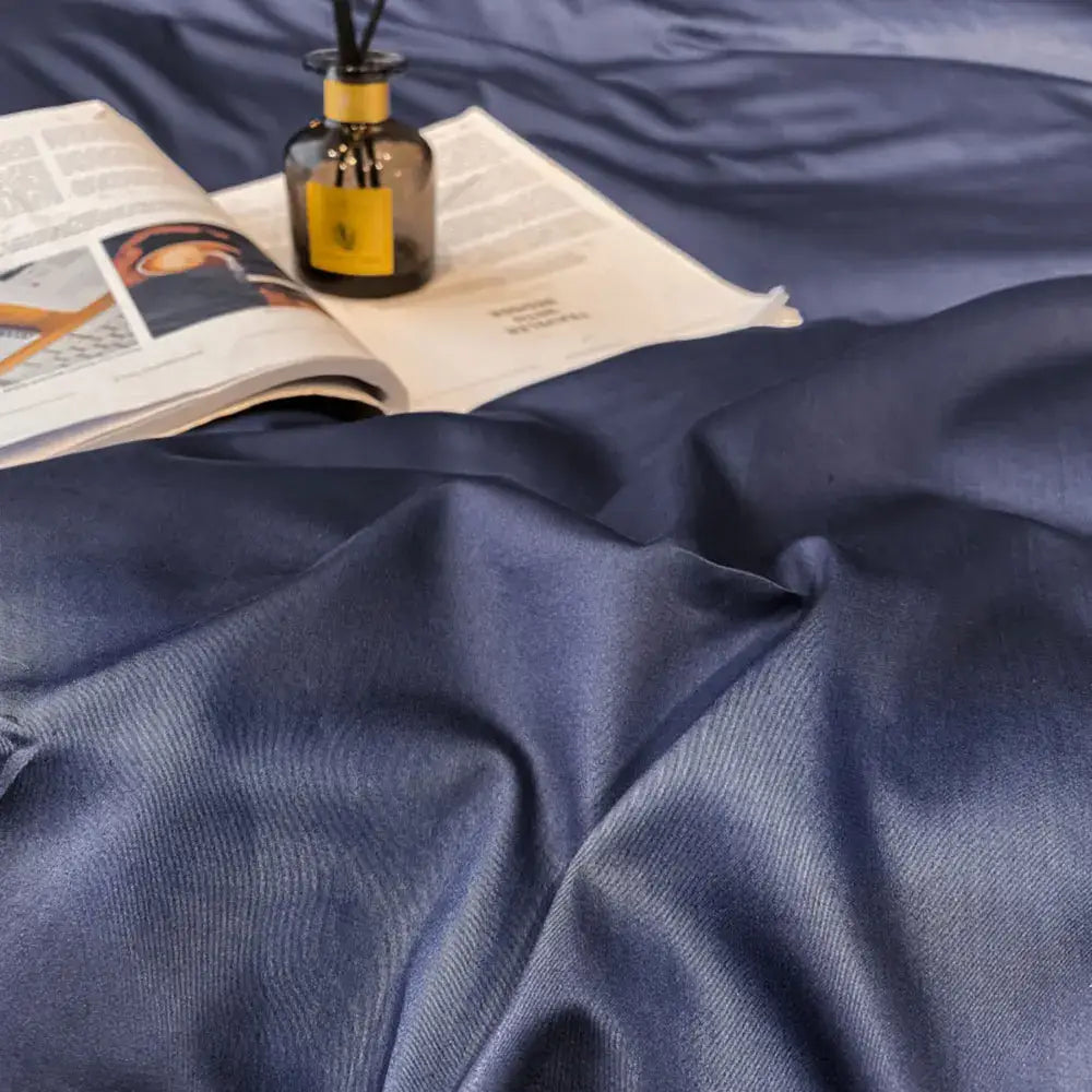 Luxurious navy & gold egyptian cotton duvet cover bedding set bedroom