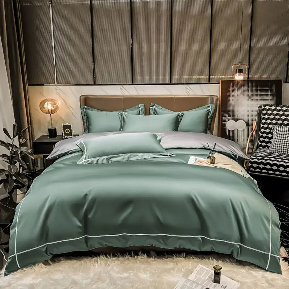 Luxurious navy & gold egyptian cotton duvet cover bedding set bedroom