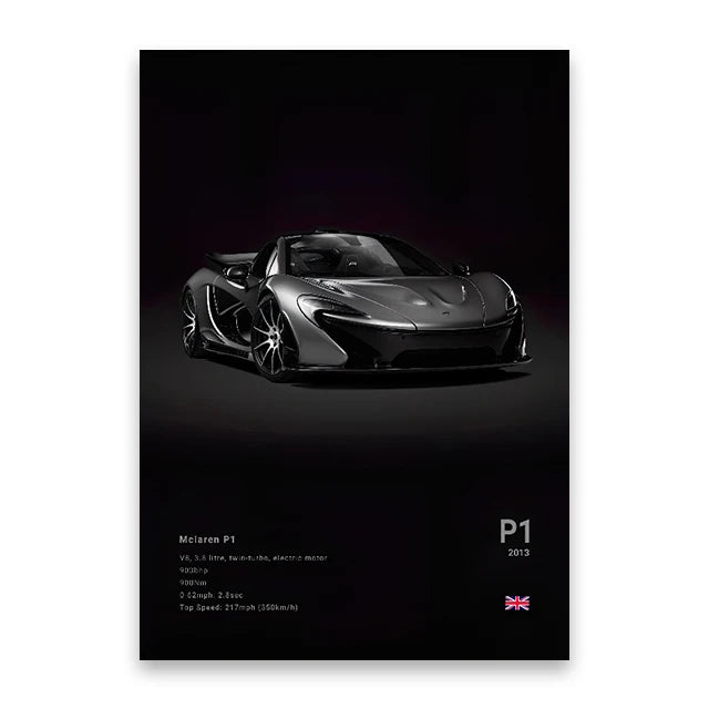 Luxury black car canvas art print living room home decor