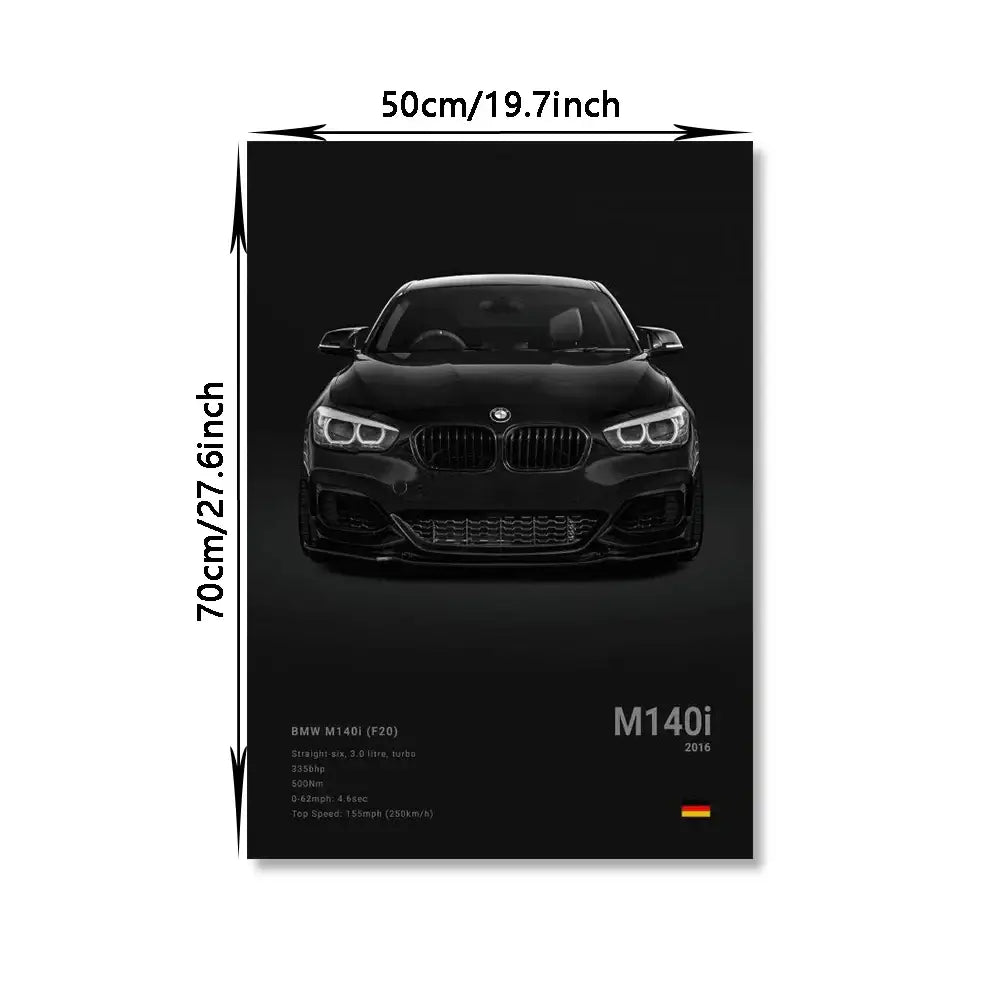 Luxury black car canvas art print living room home decor