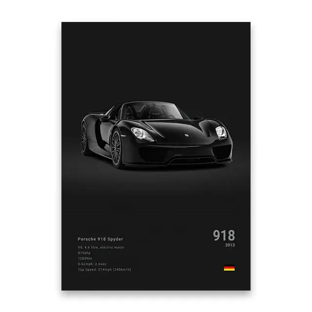 Luxury black car canvas art print living room home decor