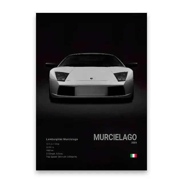 Luxury black car canvas art print living room home decor