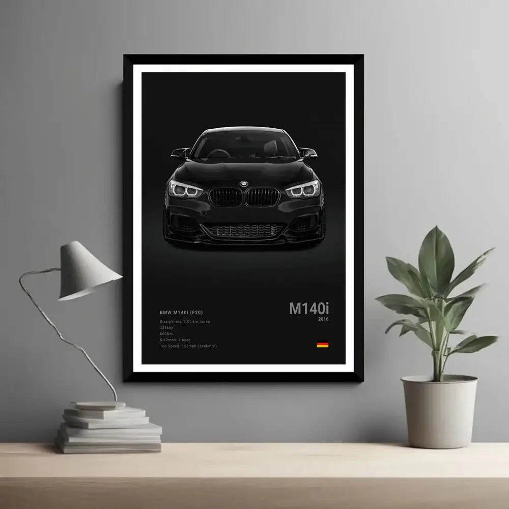 Modern black & silver luxury car canvas wall art bedroom decor