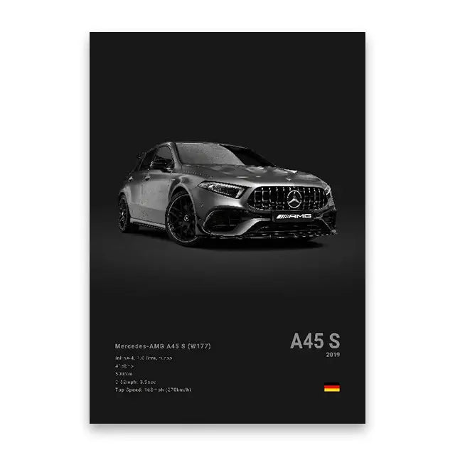 Modern black & silver luxury car canvas wall art bedroom decor