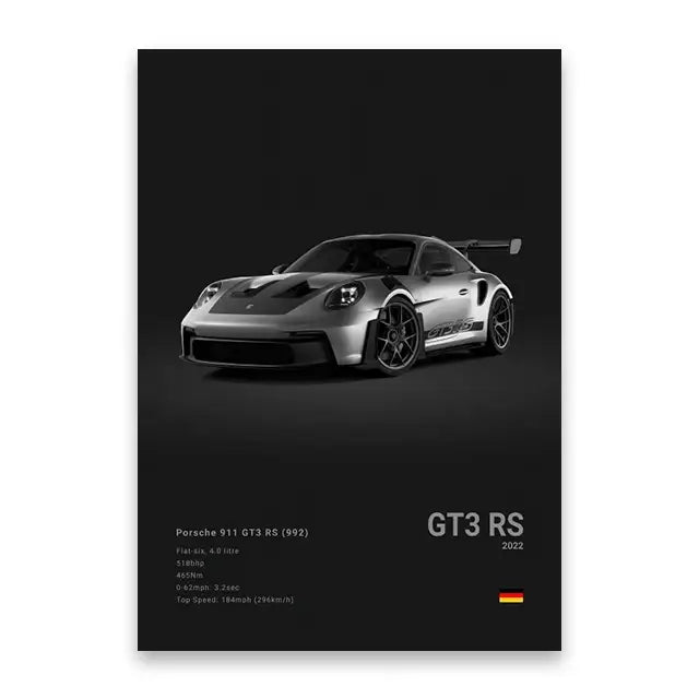 Modern black & silver luxury car canvas wall art bedroom decor
