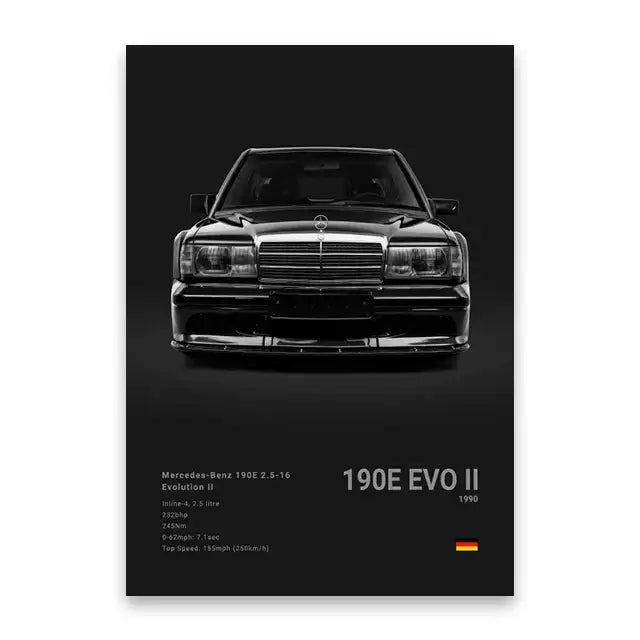 Modern silver sports cars canvas wall art for living room decor