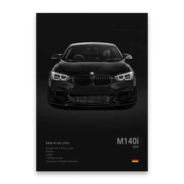 Modern silver sports cars canvas wall art for living room decor