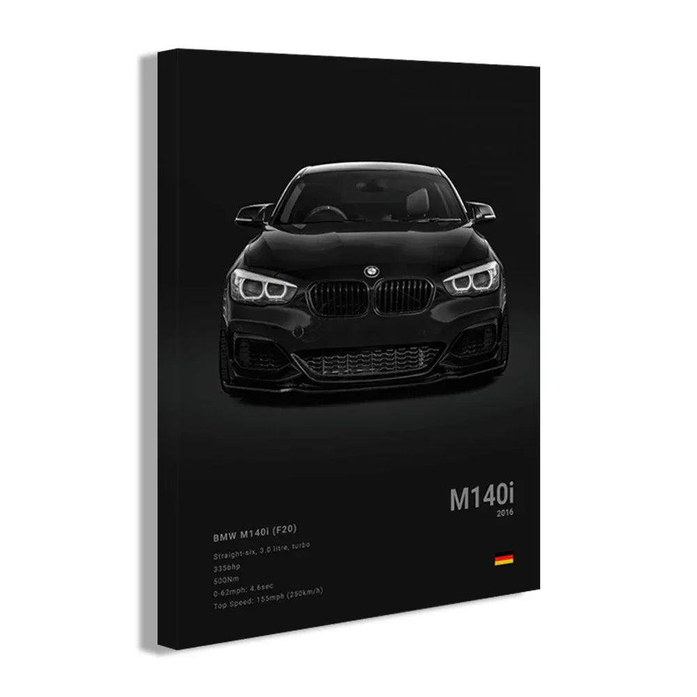 Modern white sports car canvas wall art living room decor