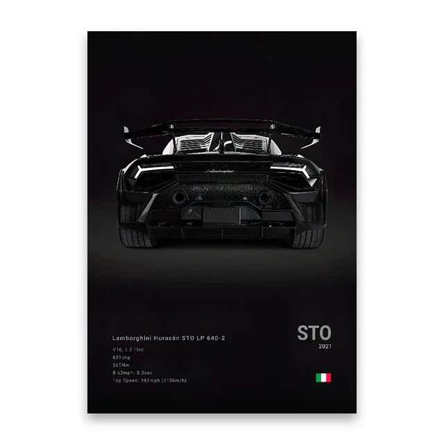 Modern silver cars canvas wall art – living room technical poster