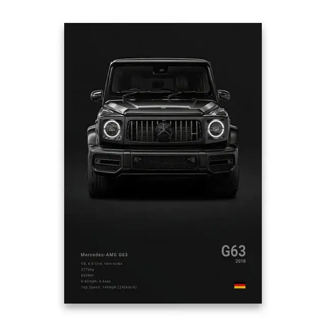 Modern silver cars canvas wall art – living room technical poster
