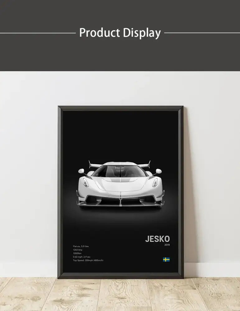 Modern monochrome hypercar canvas wall art living room decor