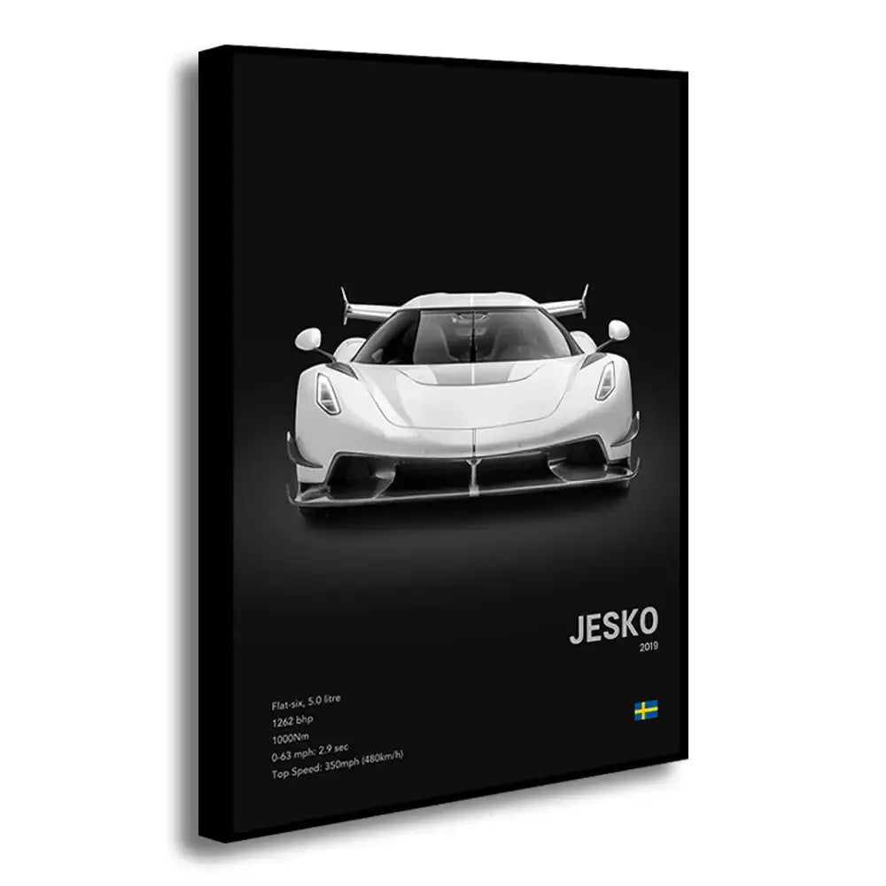 Modern monochrome hypercar canvas wall art living room decor