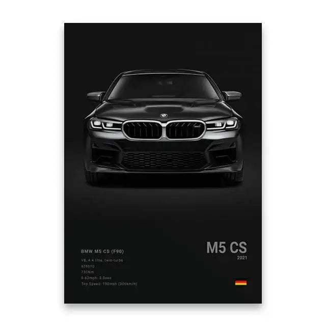 Modern black & white cars canvas wall art living room decor