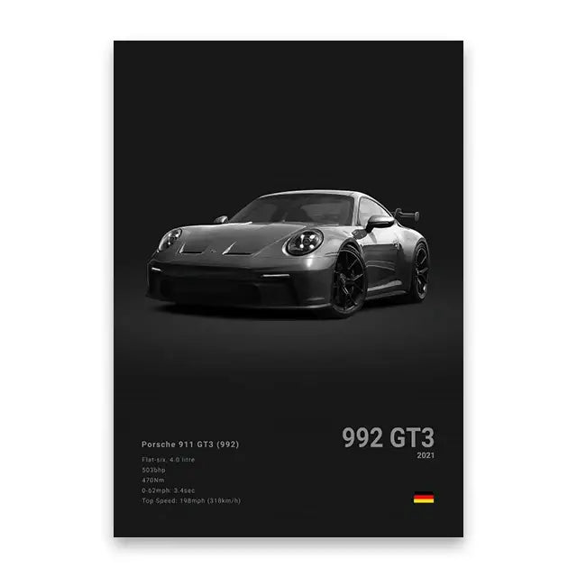 Modern black & white cars canvas wall art living room decor