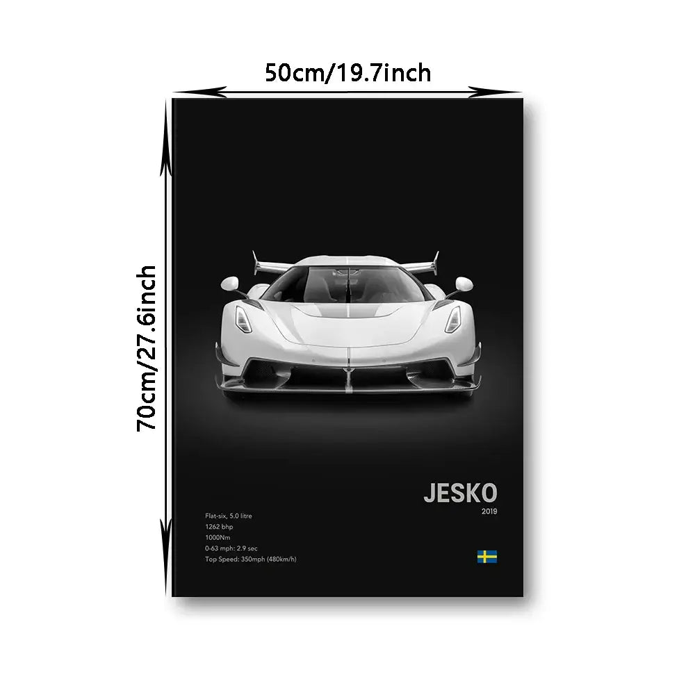 Modern monochrome hypercar canvas wall art living room decor