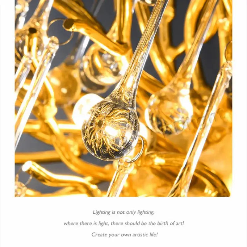Luxury gold branch crystal chandelier dining room pendant light