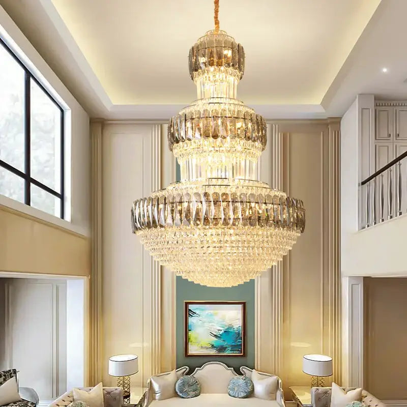 Decorbites luxury crystal chandelier gold dining room multi tiered