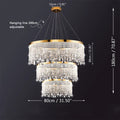 Luxury gold circular crystal chandelier dining room pendant light