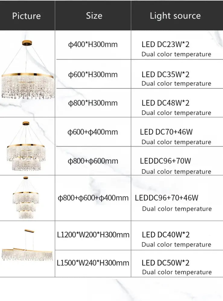 Luxury gold circular crystal chandelier dining room pendant light