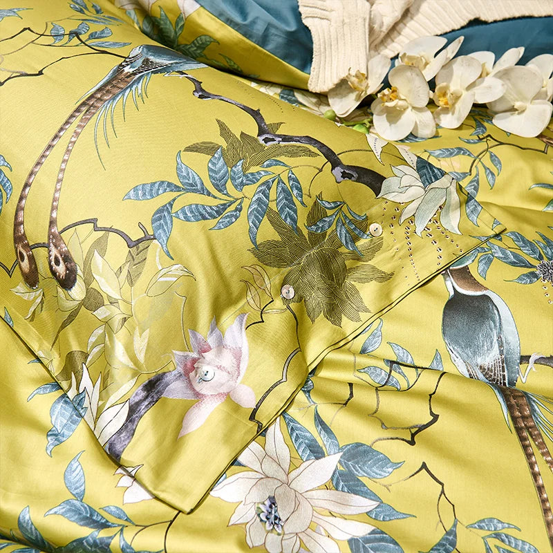 Pastel blue & pink floral duvet cover set bedroom egyptian cotton