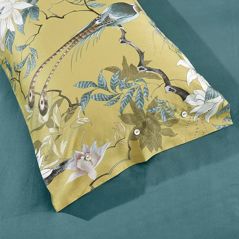 Pastel blue & pink floral duvet cover set bedroom egyptian cotton