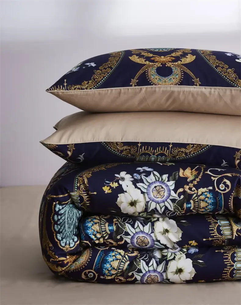 Luxury flamingo and leaf egyptian cotton duvet cover bedroom set