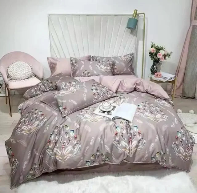 Luxury floral white egyptian cotton duvet cover bedroom set