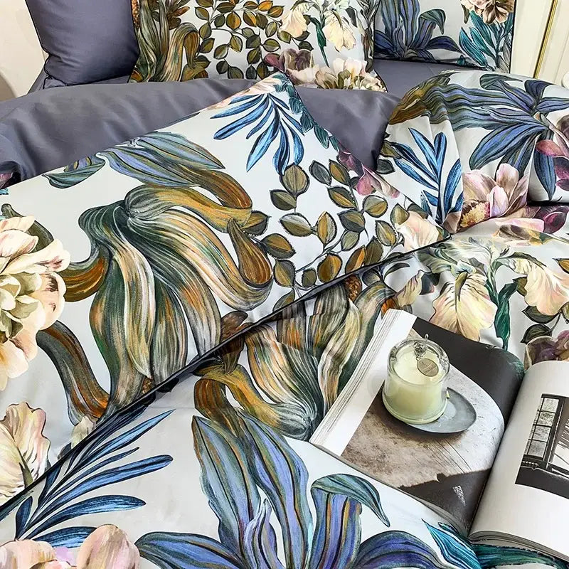 Tropical flamingo navy blue duvet cover bedroom bedding set