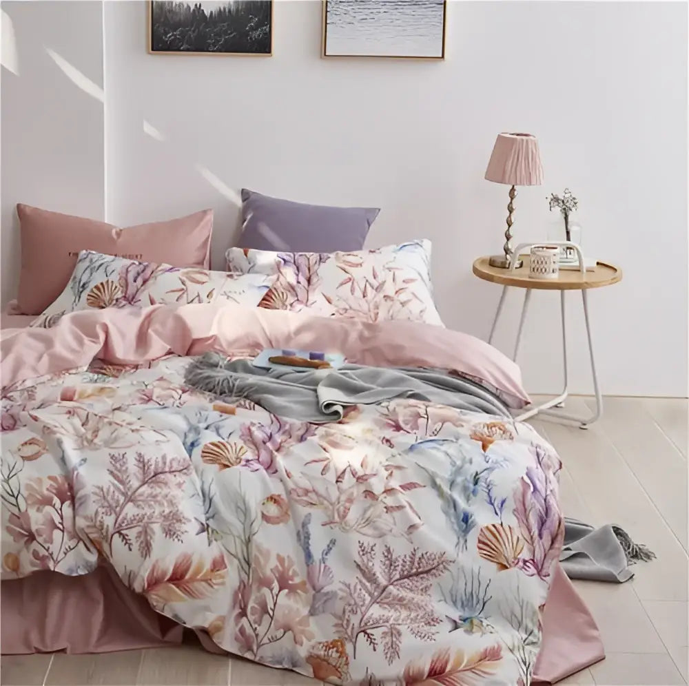 Luxury floral white egyptian cotton duvet cover bedroom set