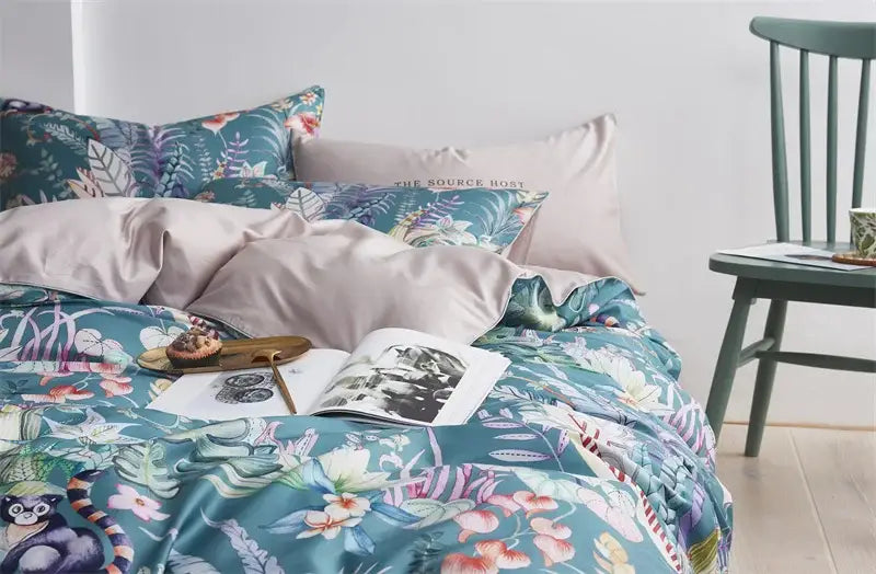 Luxury floral white egyptian cotton duvet cover bedroom set