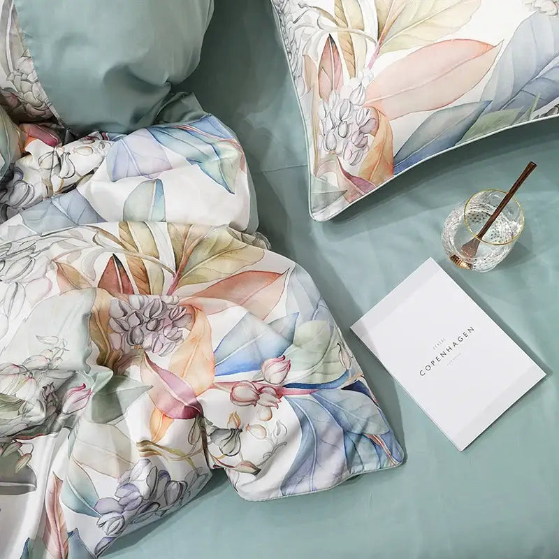 Tropical flamingo navy blue duvet cover bedroom bedding set