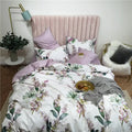Botanical lavender & white egyptian cotton duvet cover bedroom set