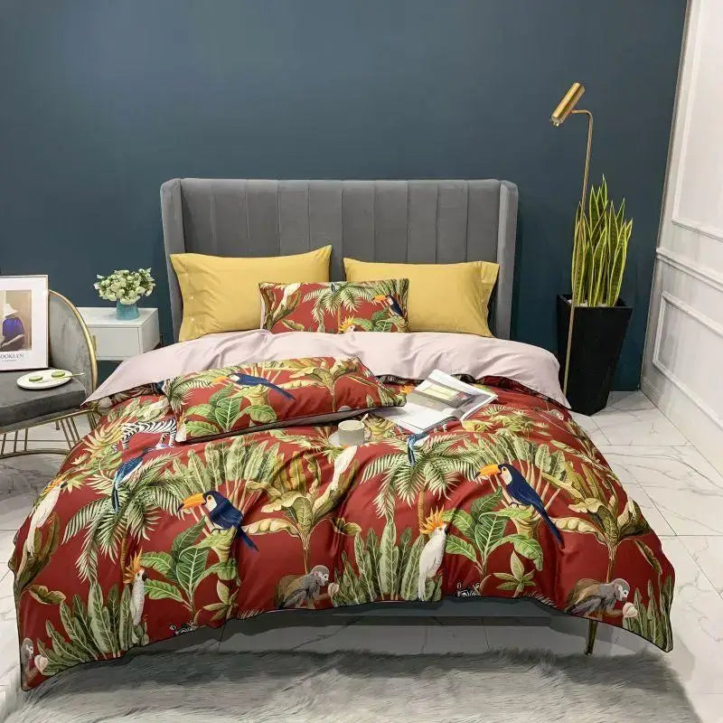 Luxury teal & pink egyptian cotton duvet cover bedroom bedding set