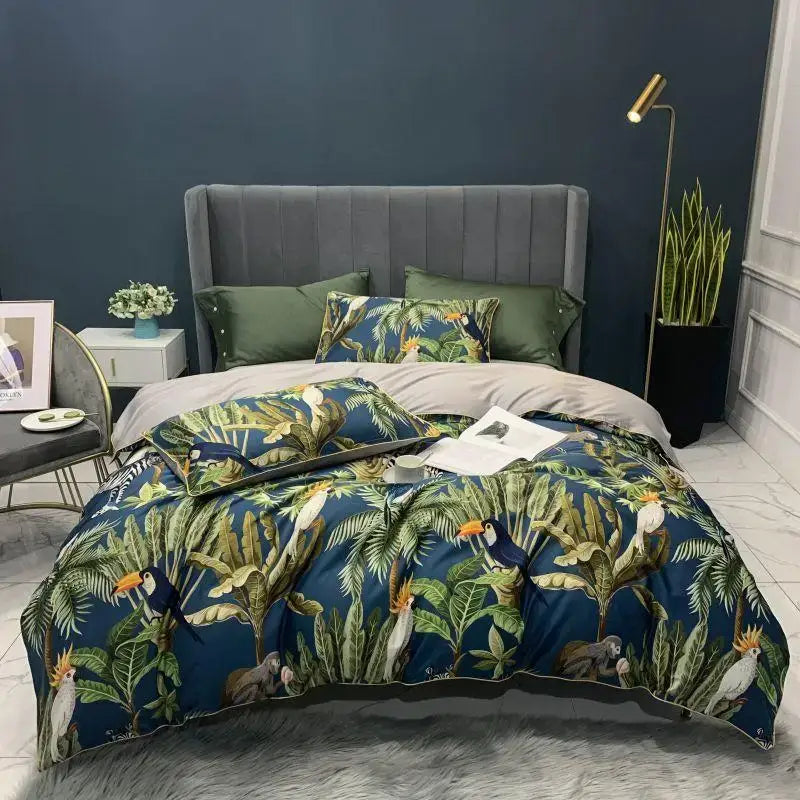 Teal and pink floral duvet cover set bedroom egyptian cotton bedding