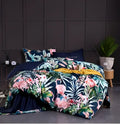 Tropical flamingo navy blue duvet cover set – bedroom bedding