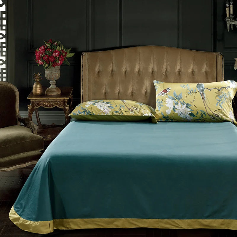 Luxury blue tropical flamingo duvet cover bedroom set with pillowcases