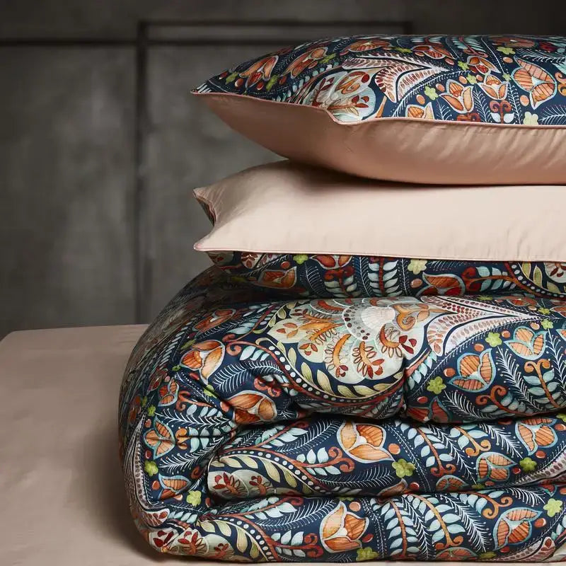 Luxury blue tropical flamingo duvet cover bedroom set with pillowcases
