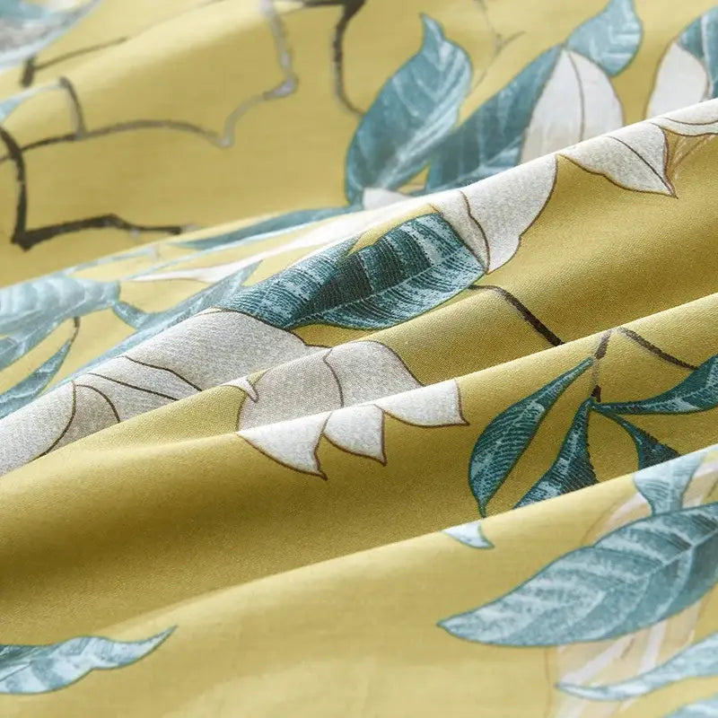 Luxury teal & pink flamingo leaf duvet cover – bedroom bedding set