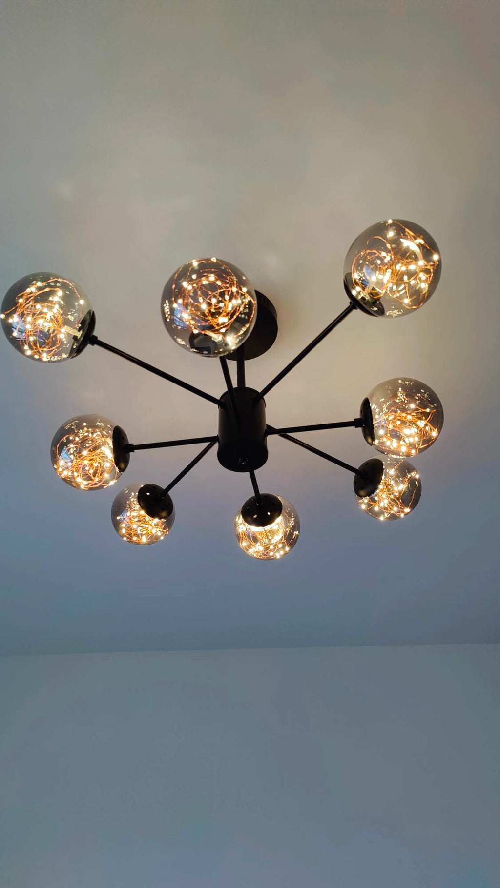 Modern black glass ball chandelier – living room remote control light