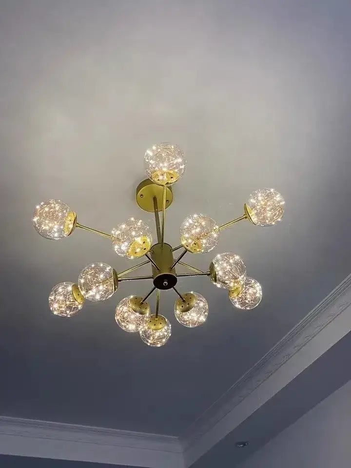 Modern black glass ball chandelier – living room remote control light