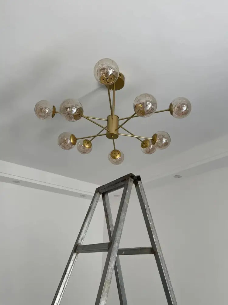 Modern black glass ball chandelier – living room remote control light